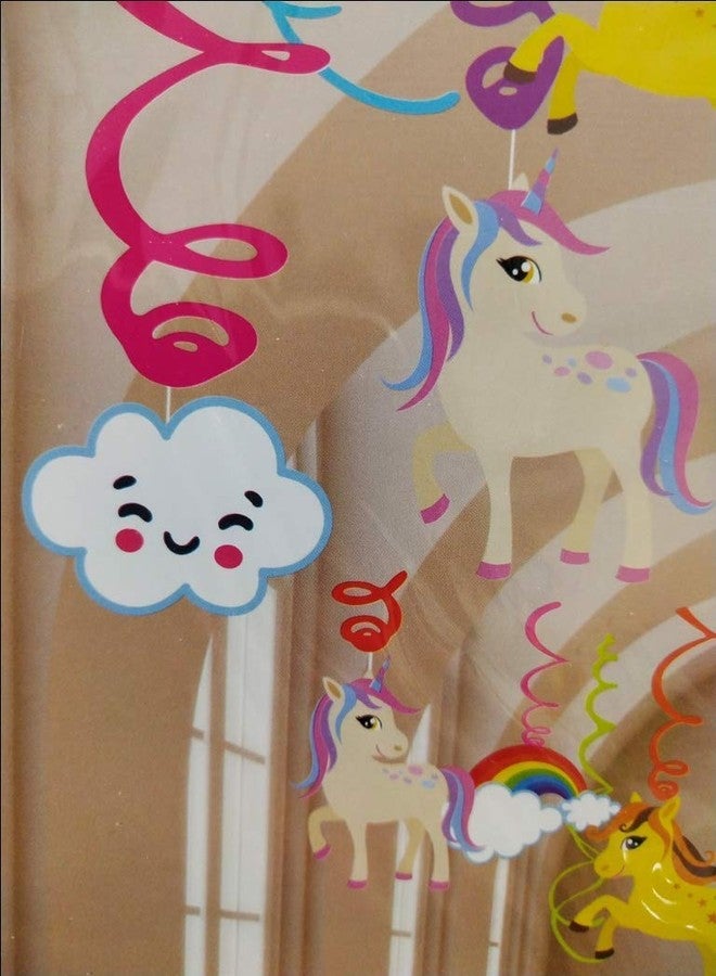 FI - FLICK IN Unicorn Theme Decoration Cutout Hanging Swirl, Girls Party Theme foil Unicorns Swirls for Birthday, Baby Shower Ceiling Decorations (Pack of 12) - Image 3